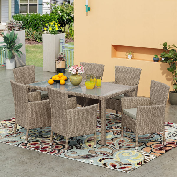 Red Barrel Studio® Outdoor 7 Piece Wicker Dining Set Wayfair